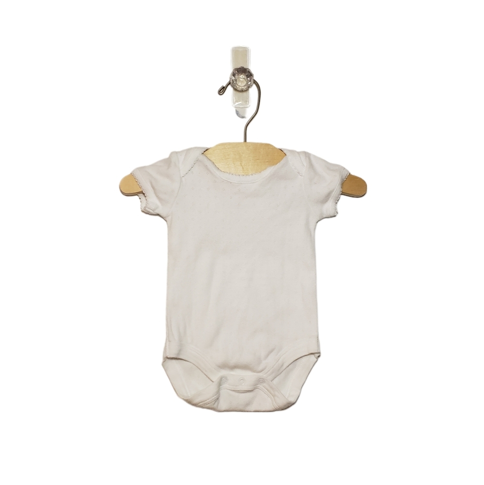 Baby Boden 0-3m White Short Sleeve Pointelle Bodysuit